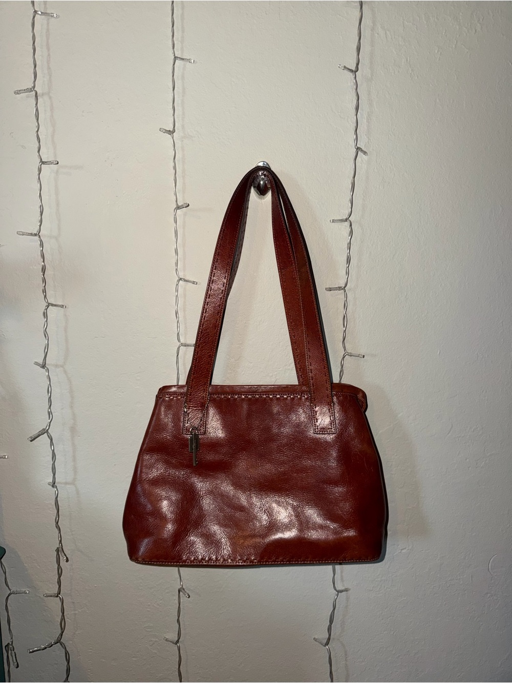 Vintage Fossil Leather Shoulder Bag in Brown